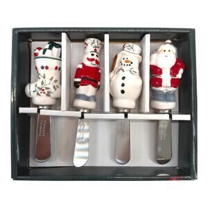 Pfaltzgraff Winterberry Holiday Spreader Knives Ceramic Handle Set of 4
